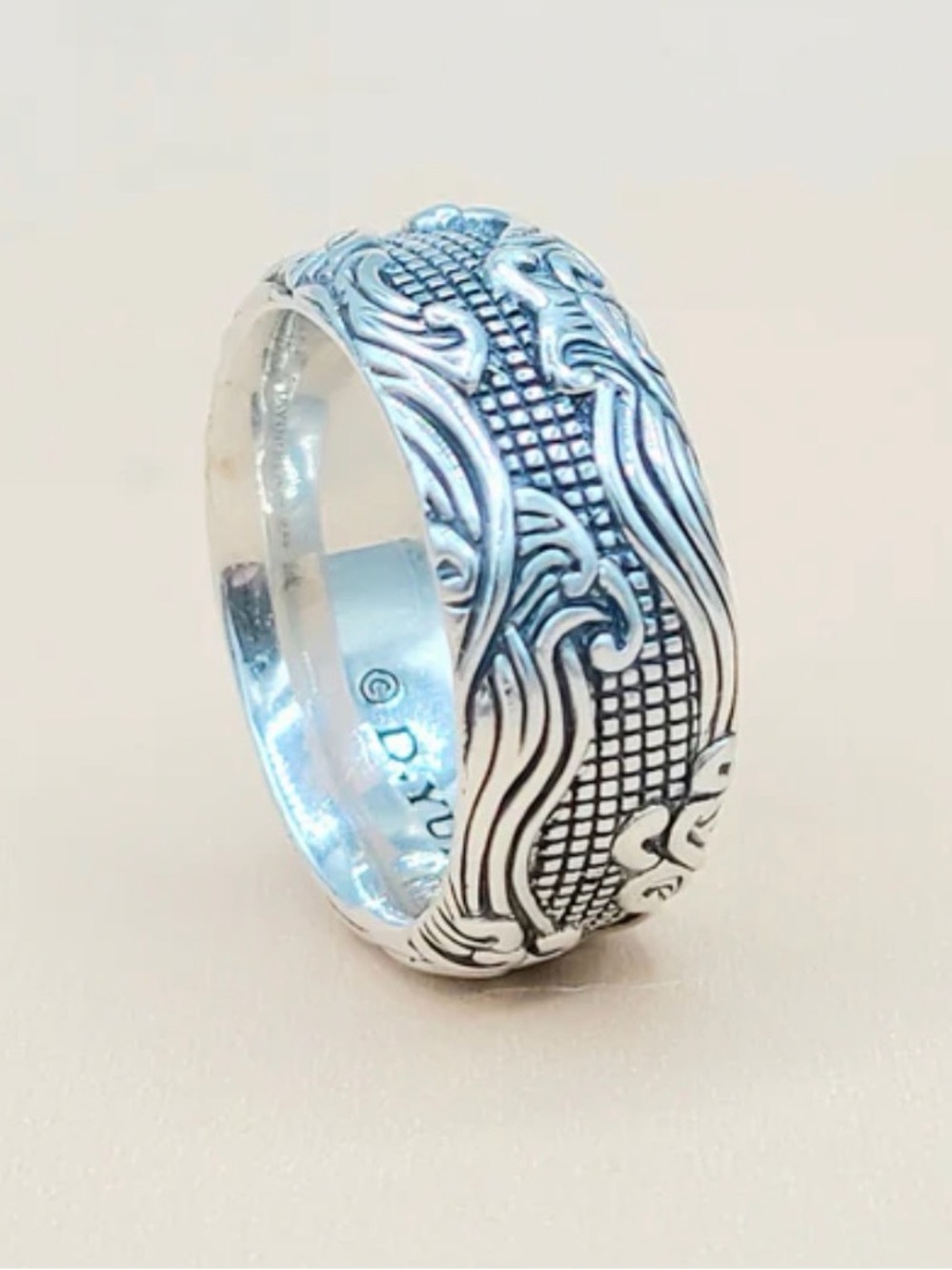 David Yurman Waves Band Ring In Sterling Silver